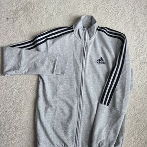Adidas Heather Gray Zip-Up with Black Accents